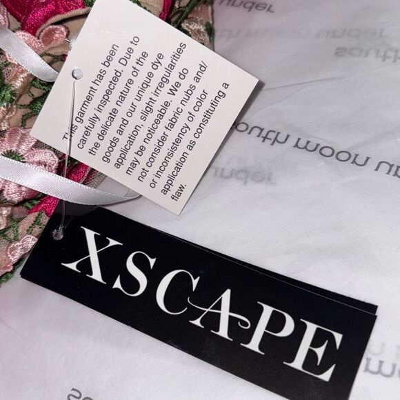 NEW XSCAPE Women's Short Sleeve‎ Floral Print Lace Sheath Dress Pink Multi 4 - Picture 15 of 16